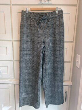 Autres Filles Glen Plaid Wide-Leg Drawstring Pants Medium